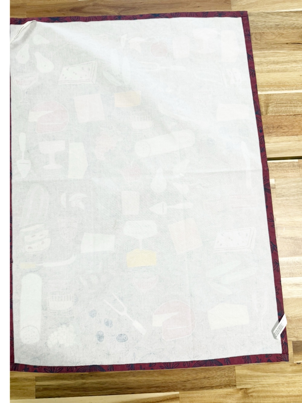 Anthropologie Dish Tea Decorative Towel Charcuterie Wine Cheese Merlot Print - Picture 4 of 5
